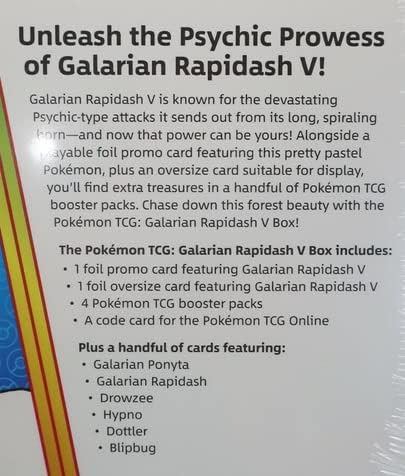 Pokemon TCG: Galarian Rapidash V-Box (Includes 6 Bonus Cards)