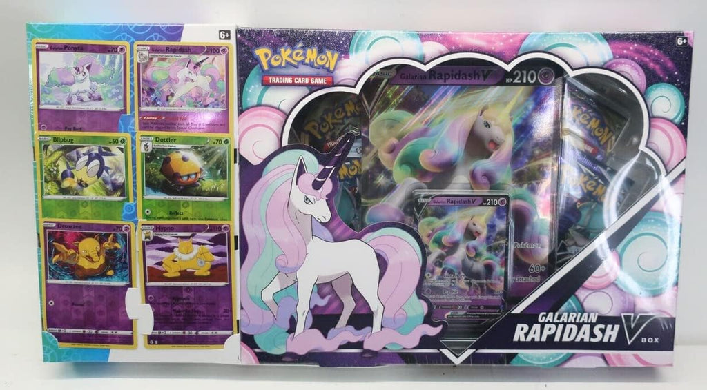 Pokemon TCG: Galarian Rapidash V-Box (Includes 6 Bonus Cards)